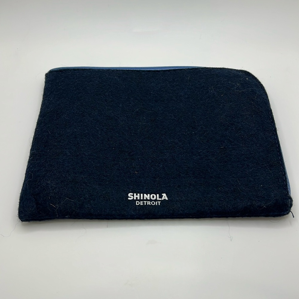 Shinola Detroit Dark Blue Felt Cosmetic Travel Bag